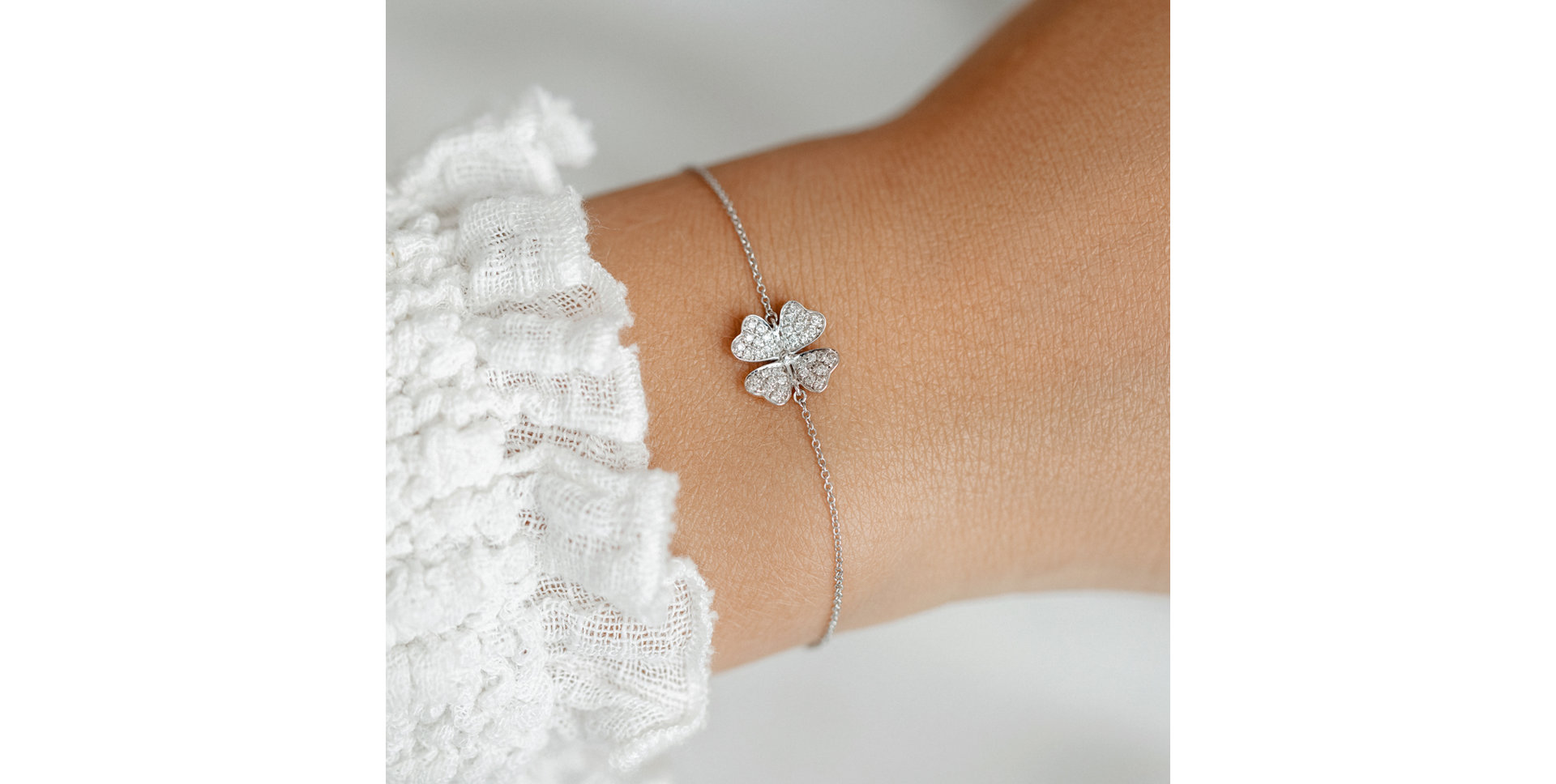 Náramok s diamantmi Four Leaf Clover