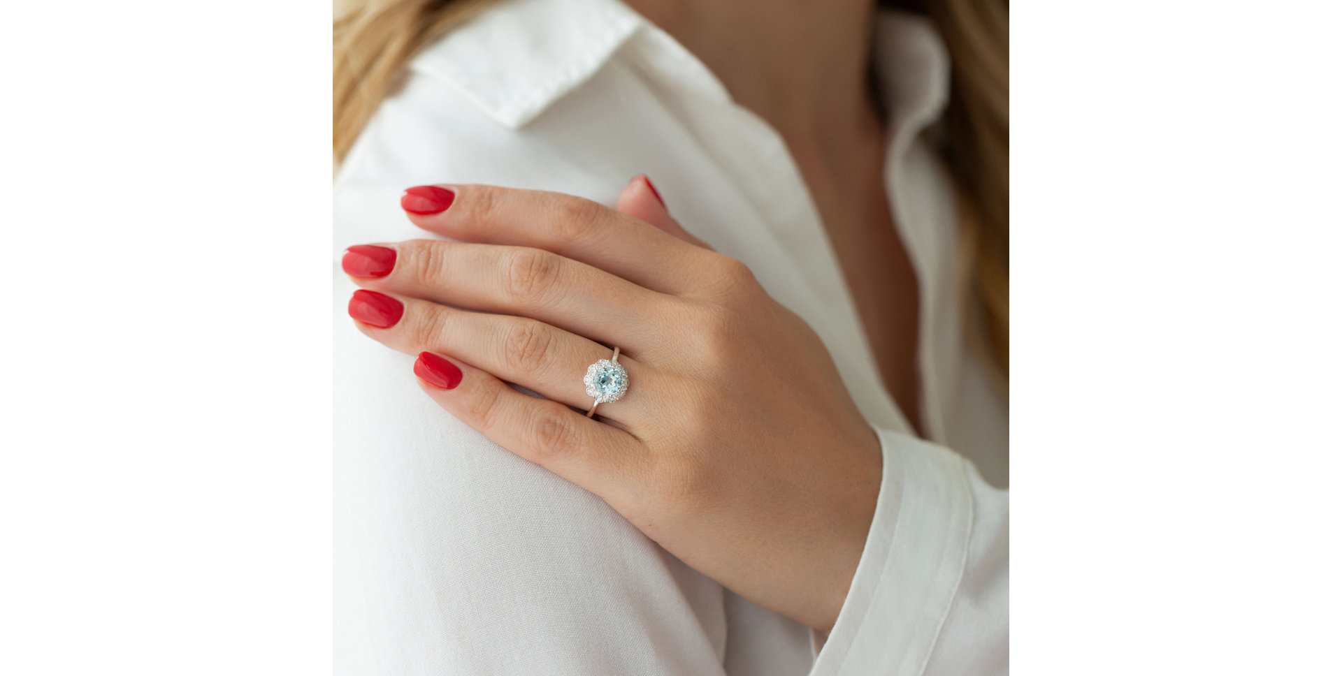 Prsteň s zafírom a diamantmi Flower Joy