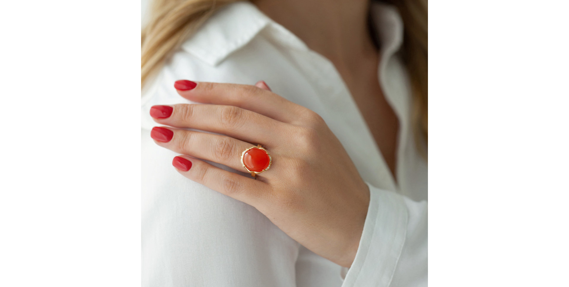 Prsteň s karneolom a diamantmi Miracle Temptation