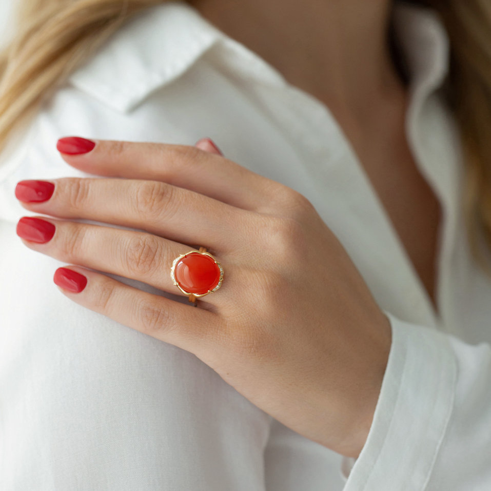 Prsteň s chalcedonom a diamantmi Miracle Temptation