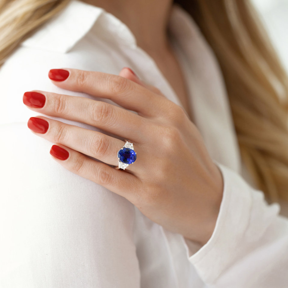 Prsteň s tanzanitom a diamantmi Galaxy Desire