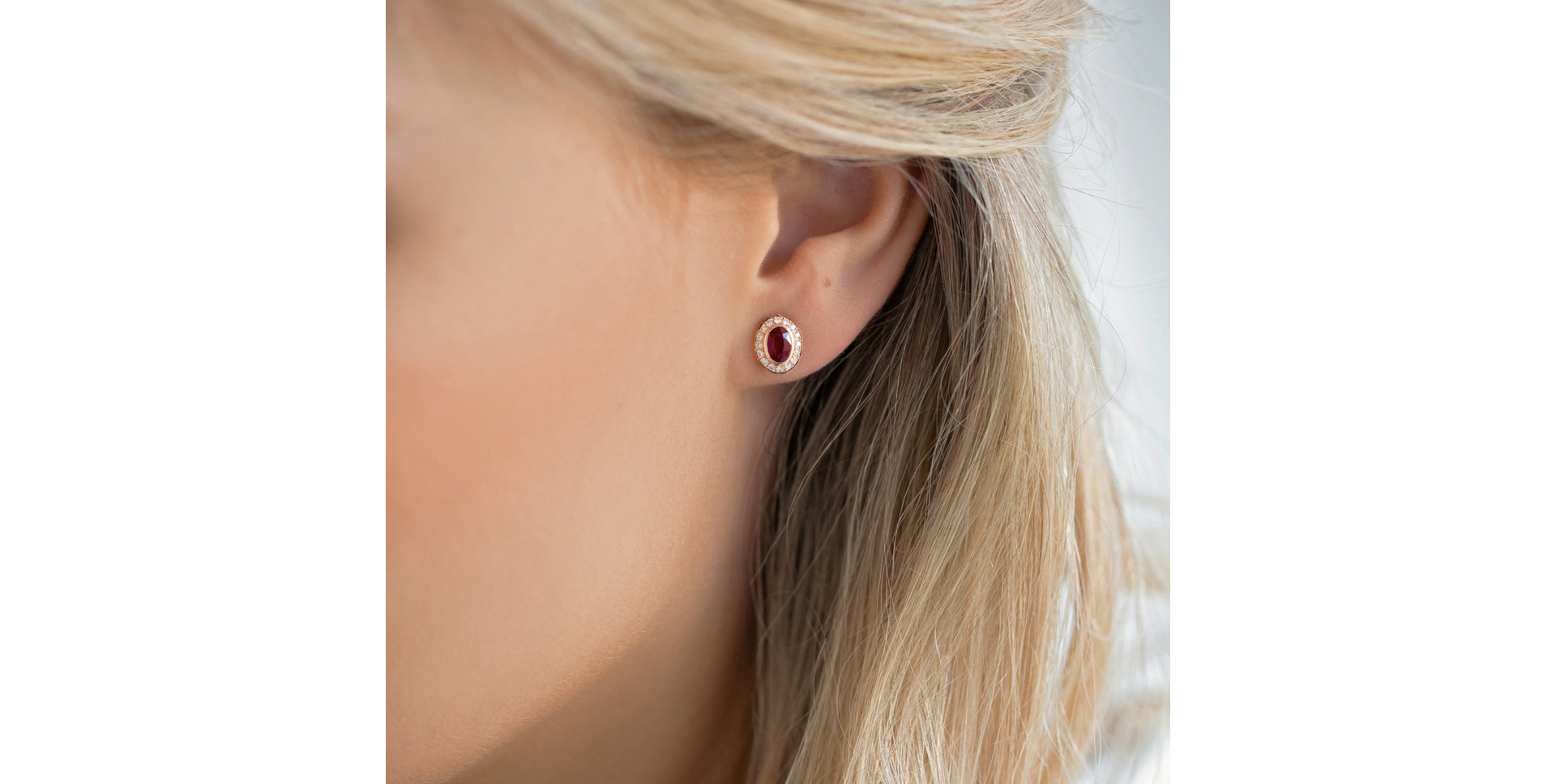 Náušnice s diamantmi a rubínom Lucky Ruby