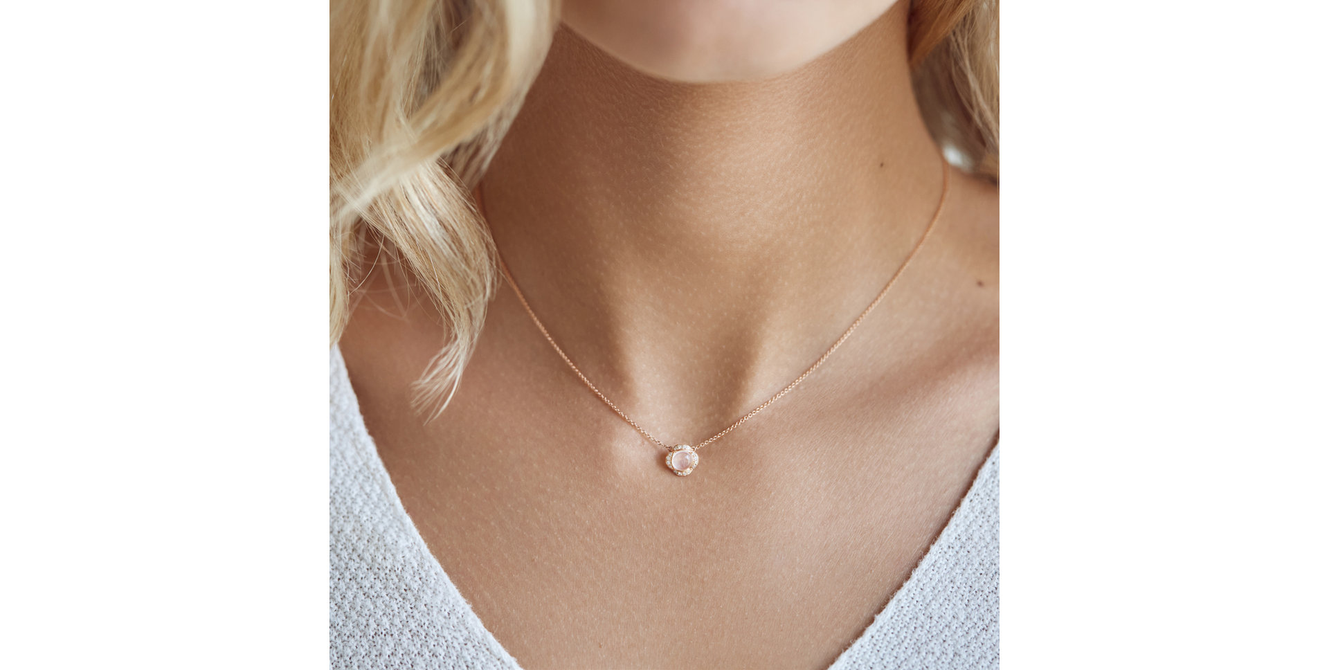 Náhrdelník s diamantmi a ruženínom Pink Candy