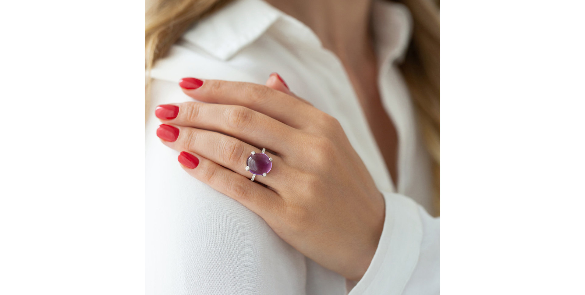 Prsteň s ruženínom a diamantmi Niche