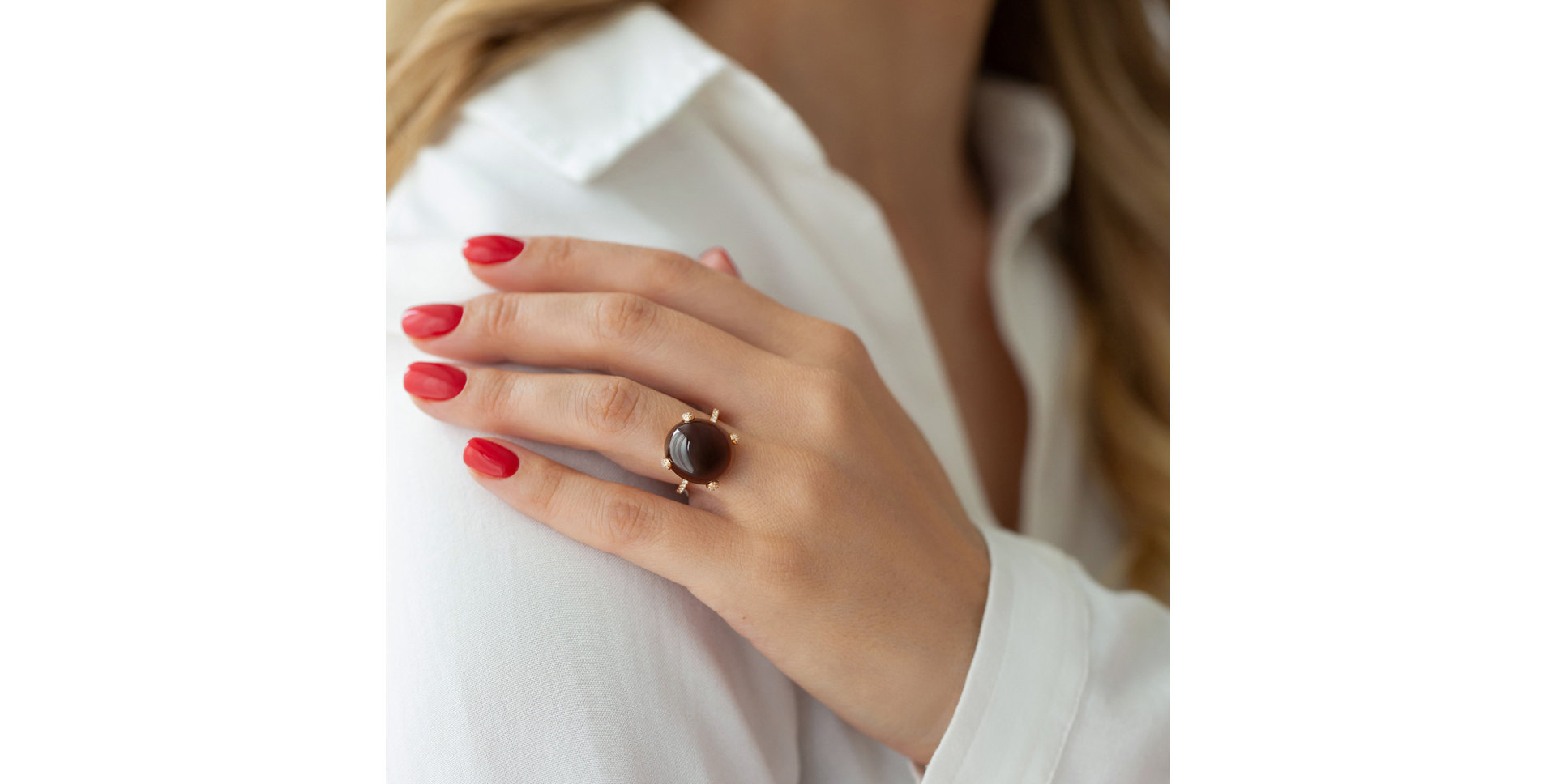 Prsteň s prehnitom a diamantmi Niche