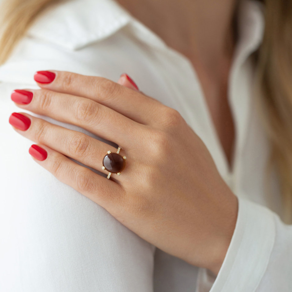 Prsteň s quartzom a diamantmi Niche