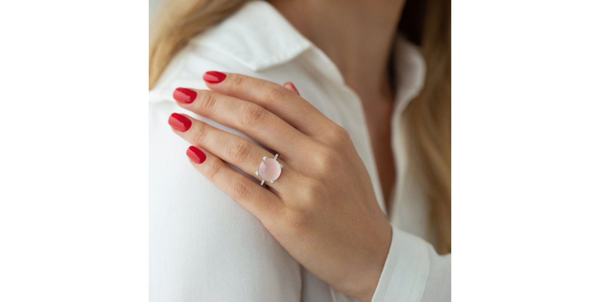 Prsteň s ruženínom a diamantmi Divine Drop