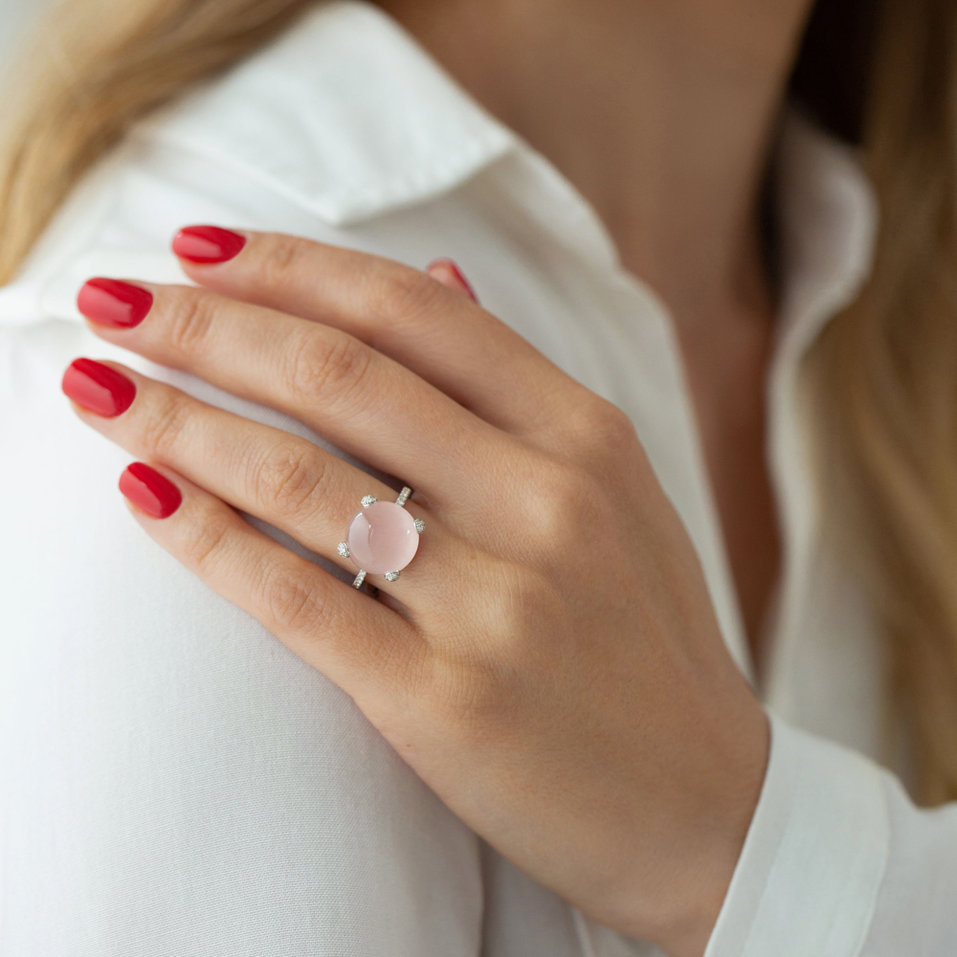 Prsteň s ruženínom a diamantmi Divine Drop