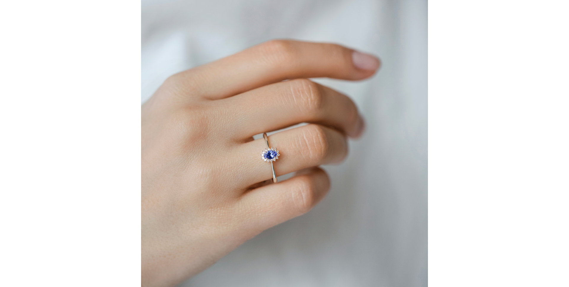 Prsteň s tanzanitom a diamantmi Princess Sparkle