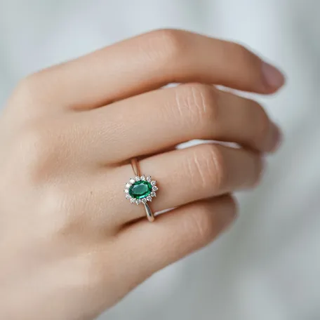 Prsteň so smaragdom a diamantmi Princess Sparkle