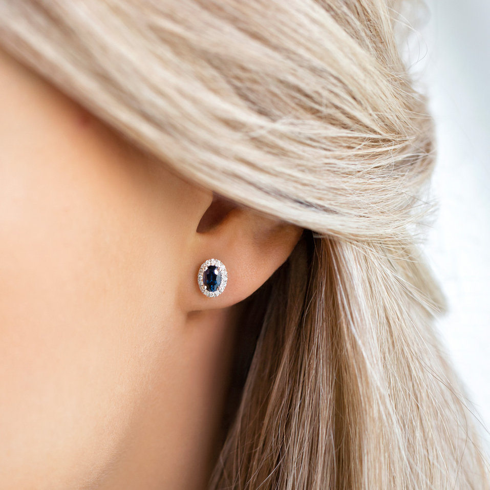 Náušnice s diamantmi a rubínom Princess