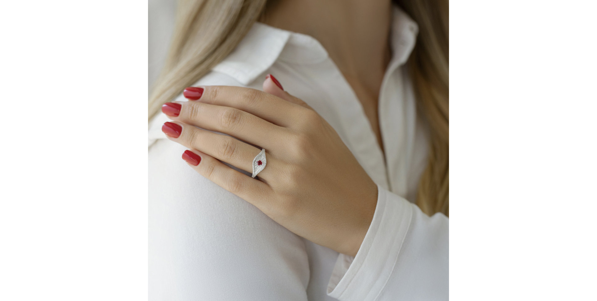 Prsteň s rubínom a diamantmi Bright Vision