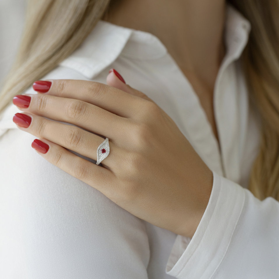 Prsteň s rubínom a diamantmi Bright Vision
