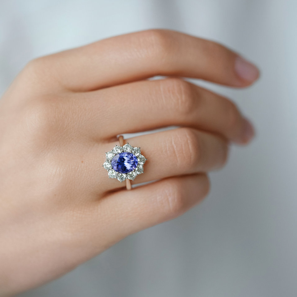Prsteň s tanzanitom a diamantmi Princess Joy