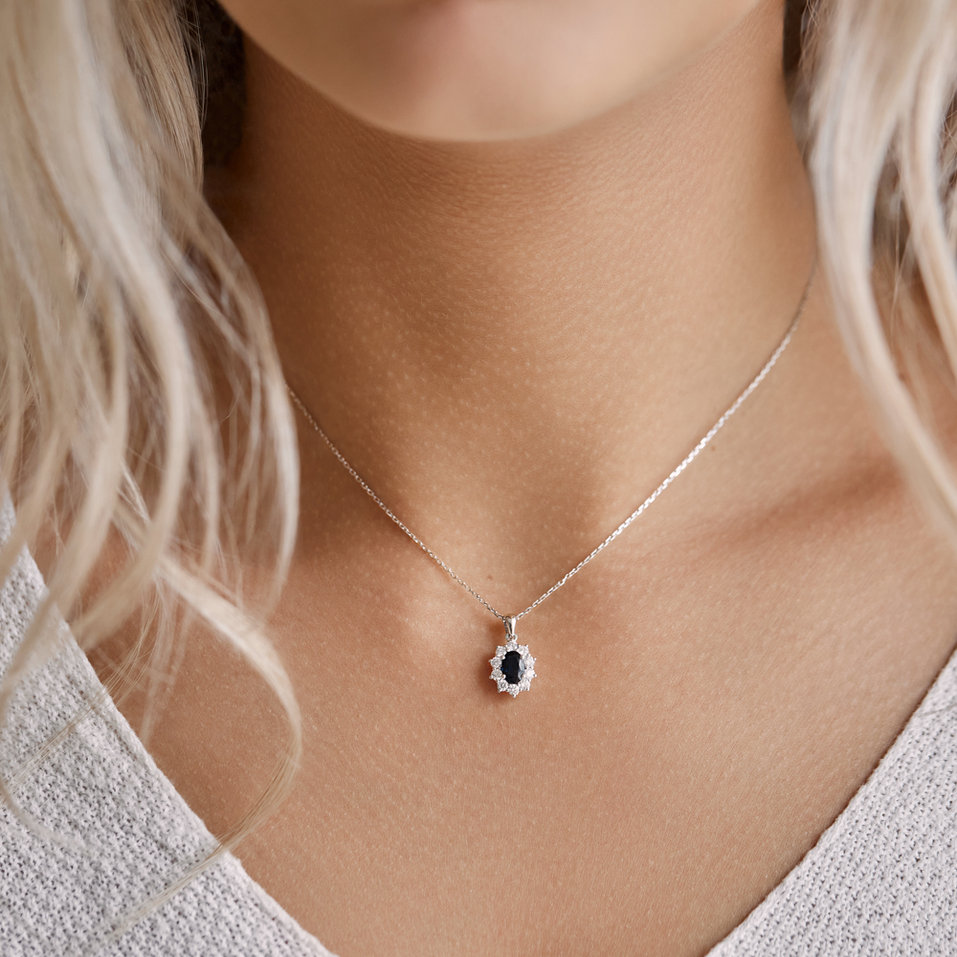 Přívěsok s tanzanitom a diamantmi Goddess Elegance