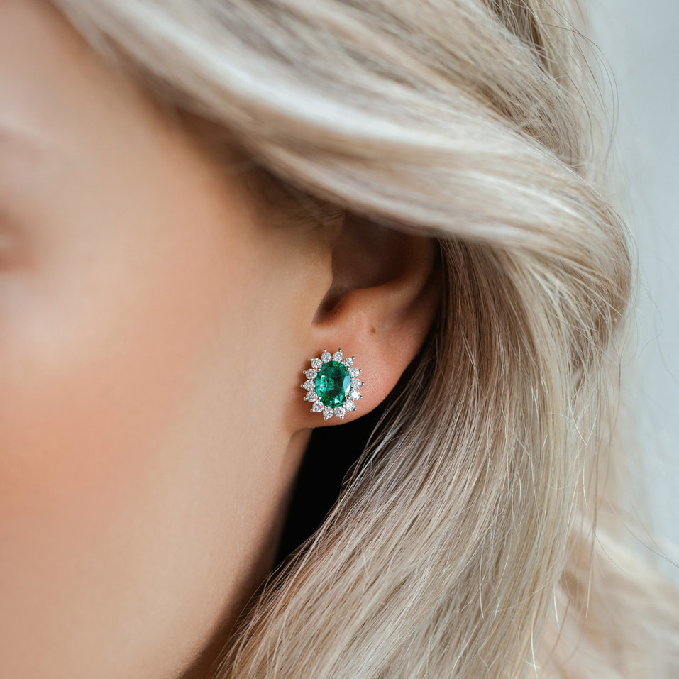 Náušnice so smaragdom a diamantmi Princess Sparkle