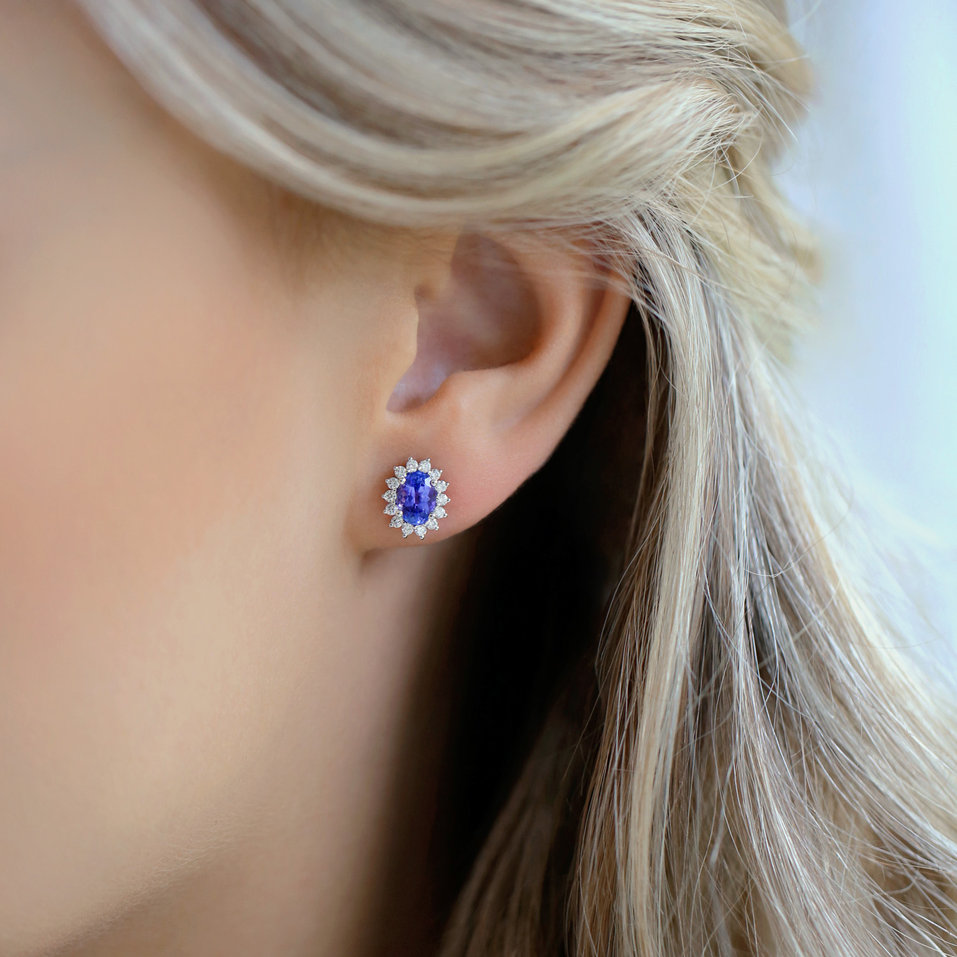 Náušnice s tanzanitom a diamantmi Princess Sparkle