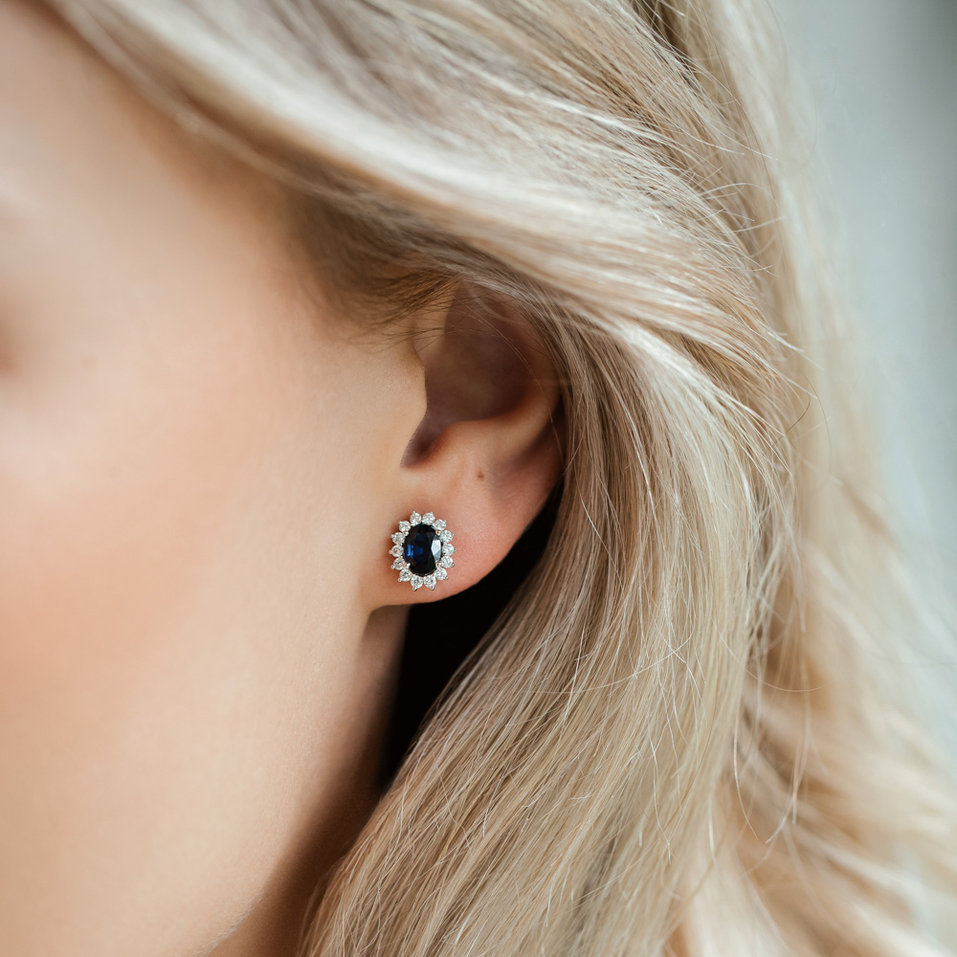 Náušnice s diamantmi a rubínom Princess