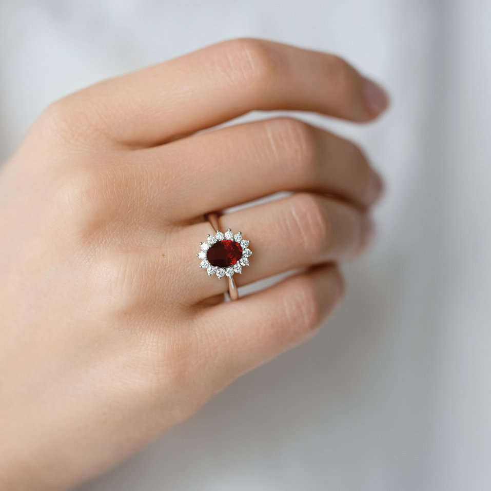 Prsteň s rubínom a diamantmi Princess