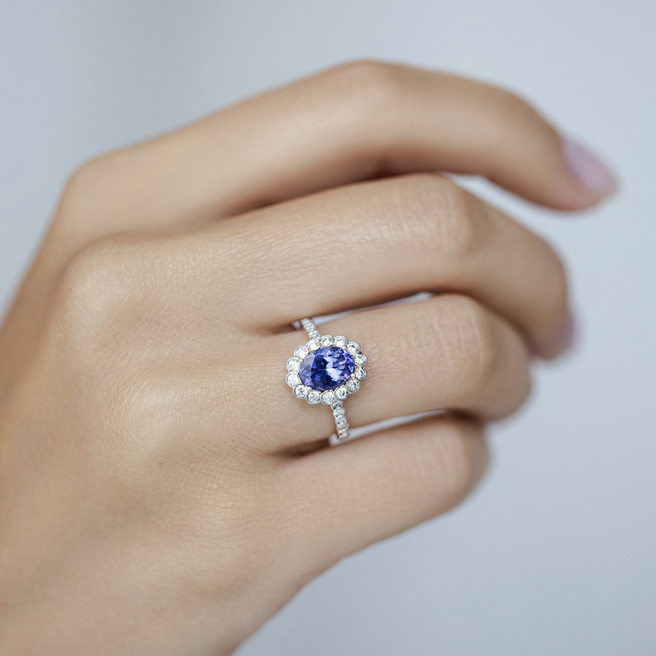 Prsteň s diamantmi a tanzanitom Glamour Princess