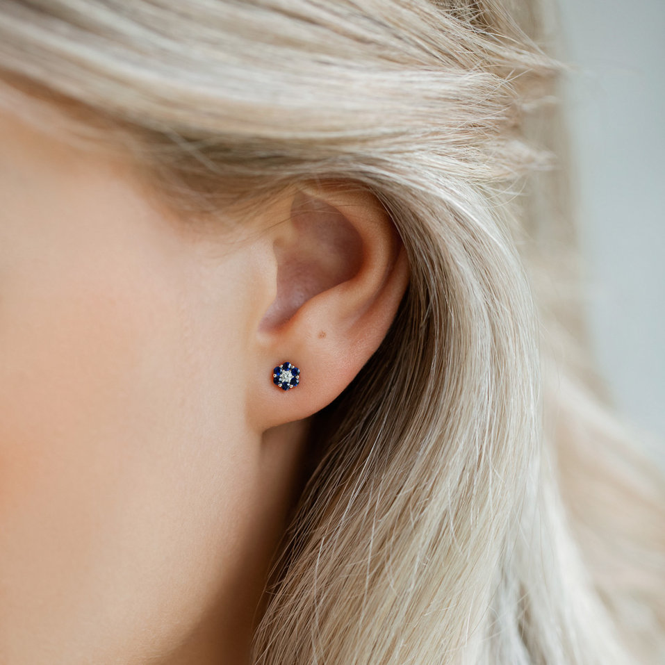 Náušnice s diamantom a zafírmi Eternal Brilliance