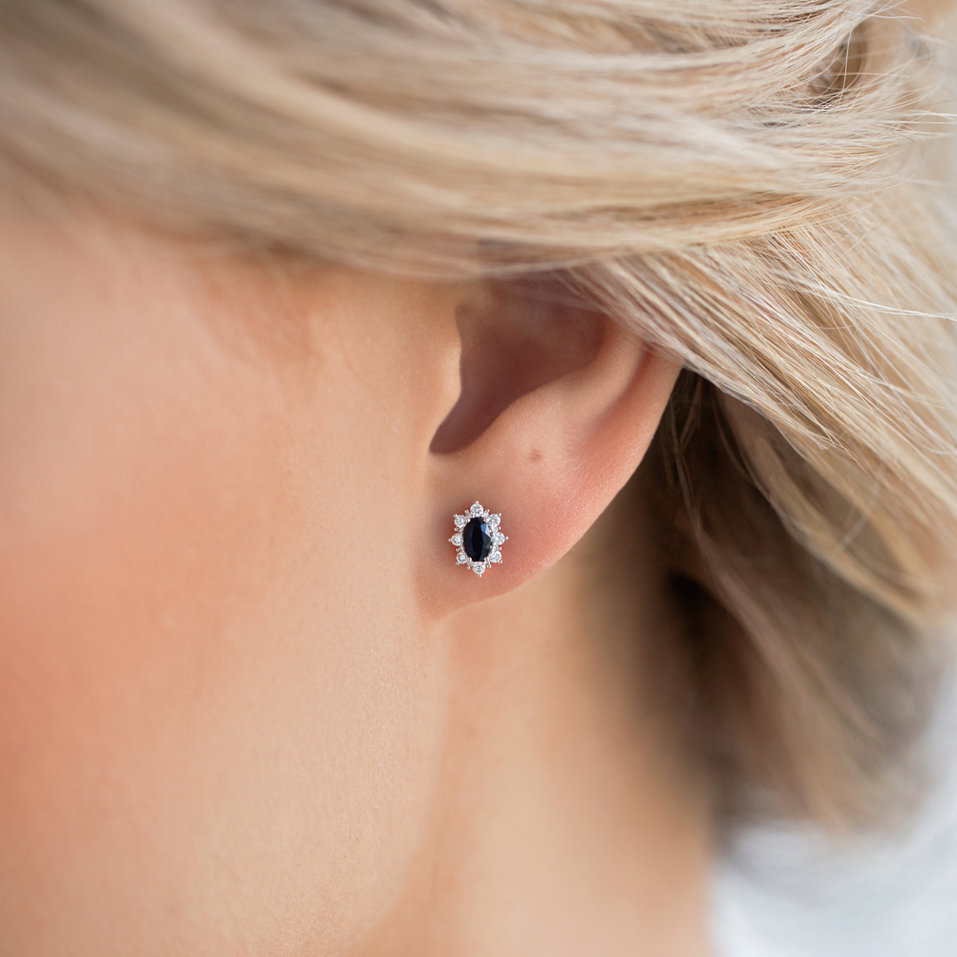 Náušnice s diamantmi a rubínom Princess