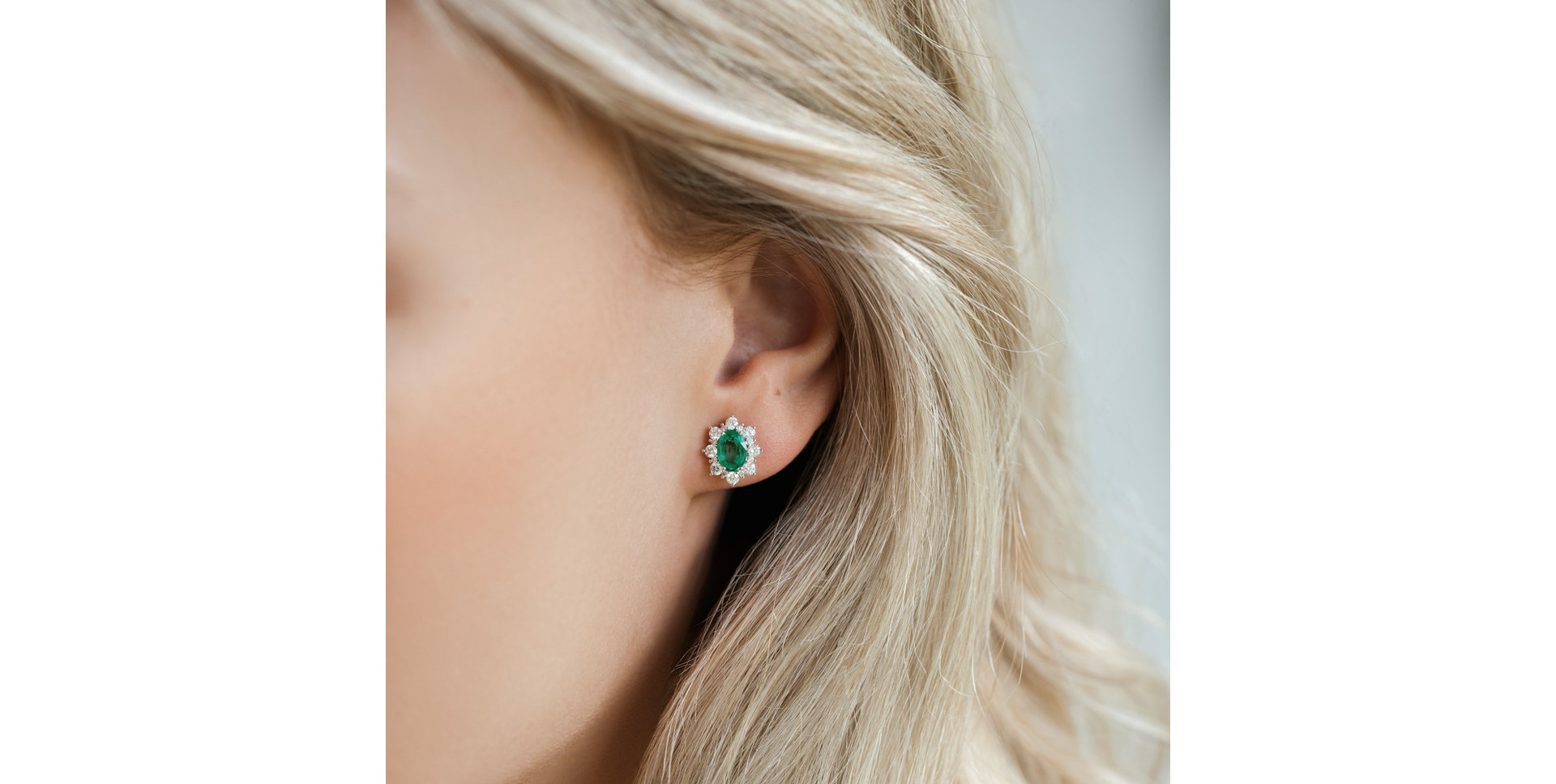 Náušnice s diamantmi a smaragdom Princess