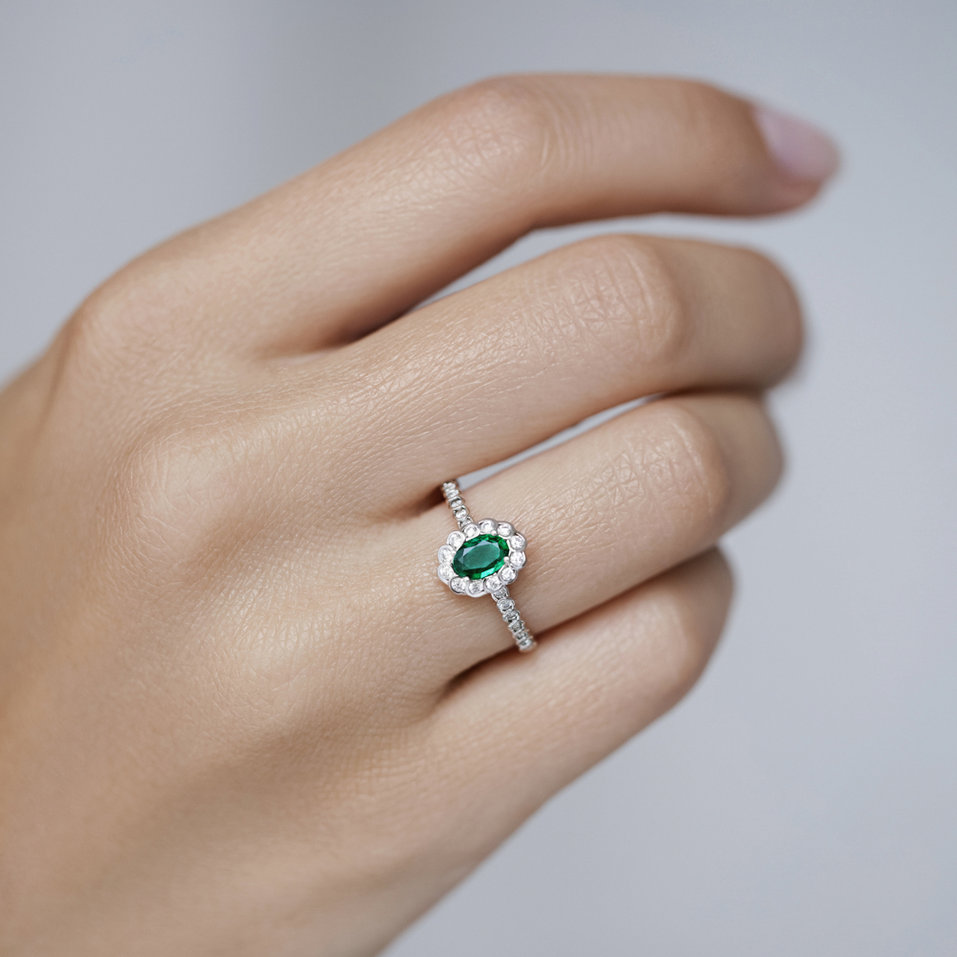 Prsteň s diamantmi a smaragdom Glamour Princess