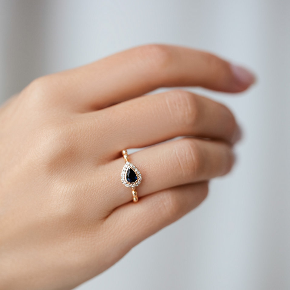 Prsteň s zafírom a diamantmi Sapphire Tear