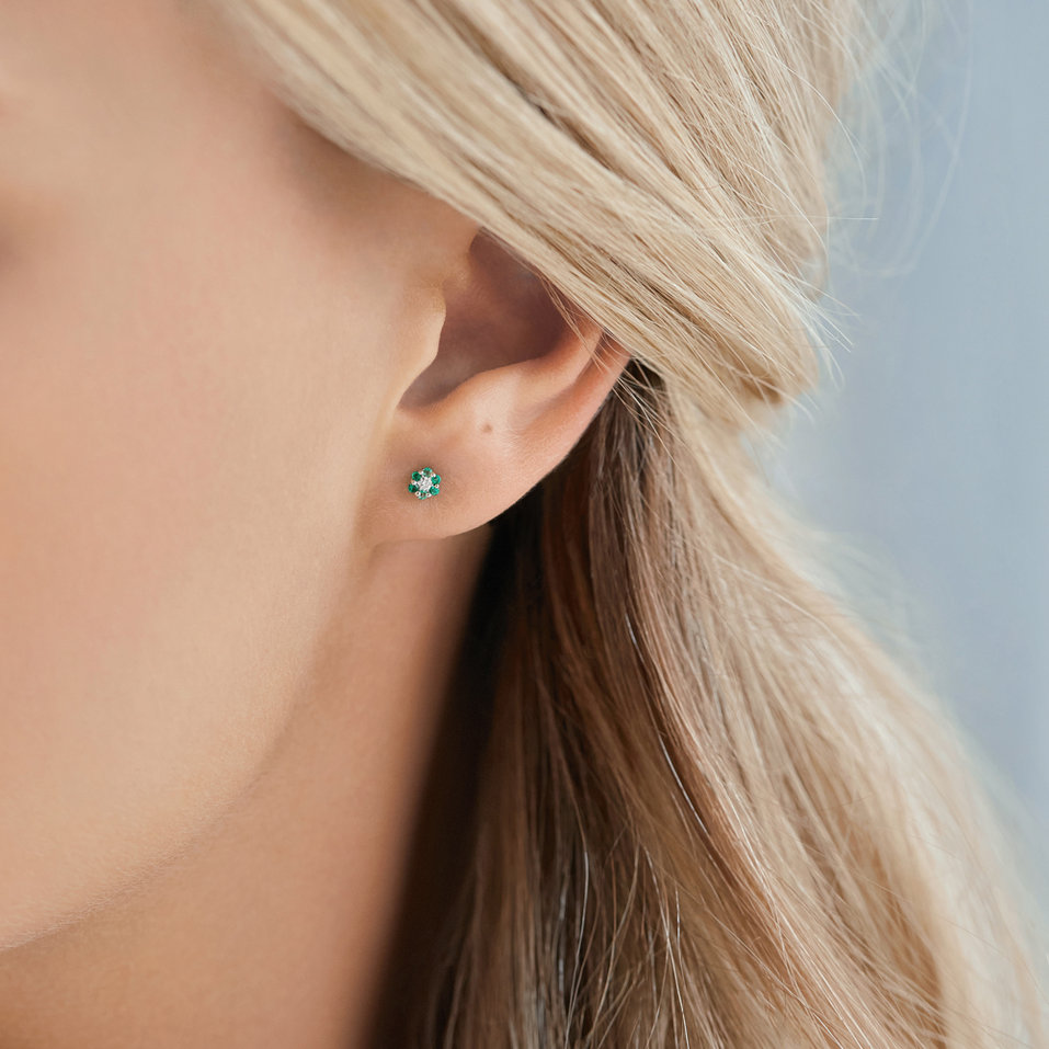Náušnice s diamantom a smaragdmi Shiny Constellation