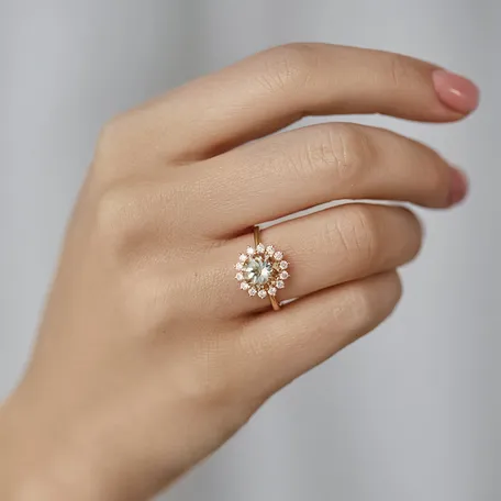 Prsteň s diamantmi a rhodolitom Stellar Sun