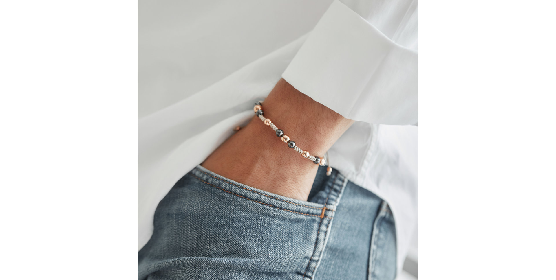 Náramok s čiernymi diamantmi Beige Mirror