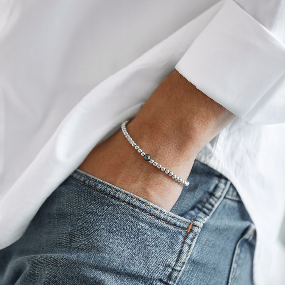 Náramok s čiernymi diamantmi Ball Lover