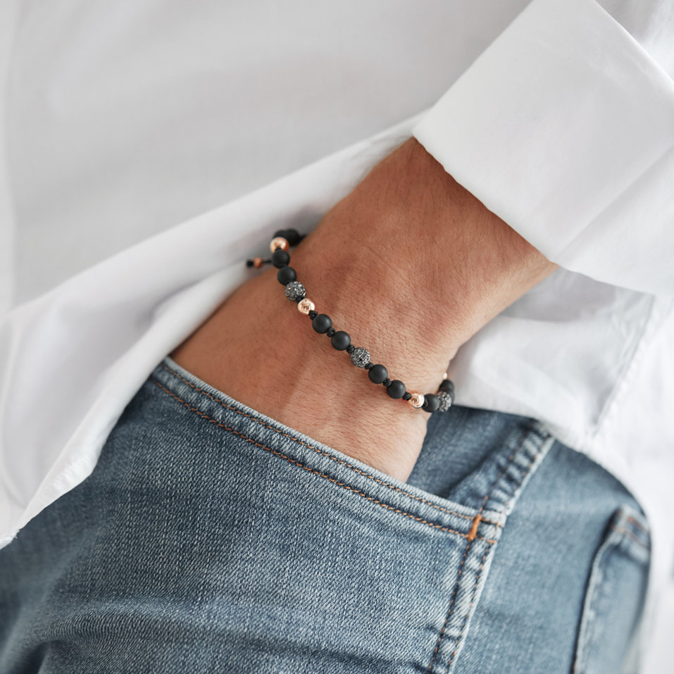 Náramok s achátmi a čiernymi diamantmi Eternal Element