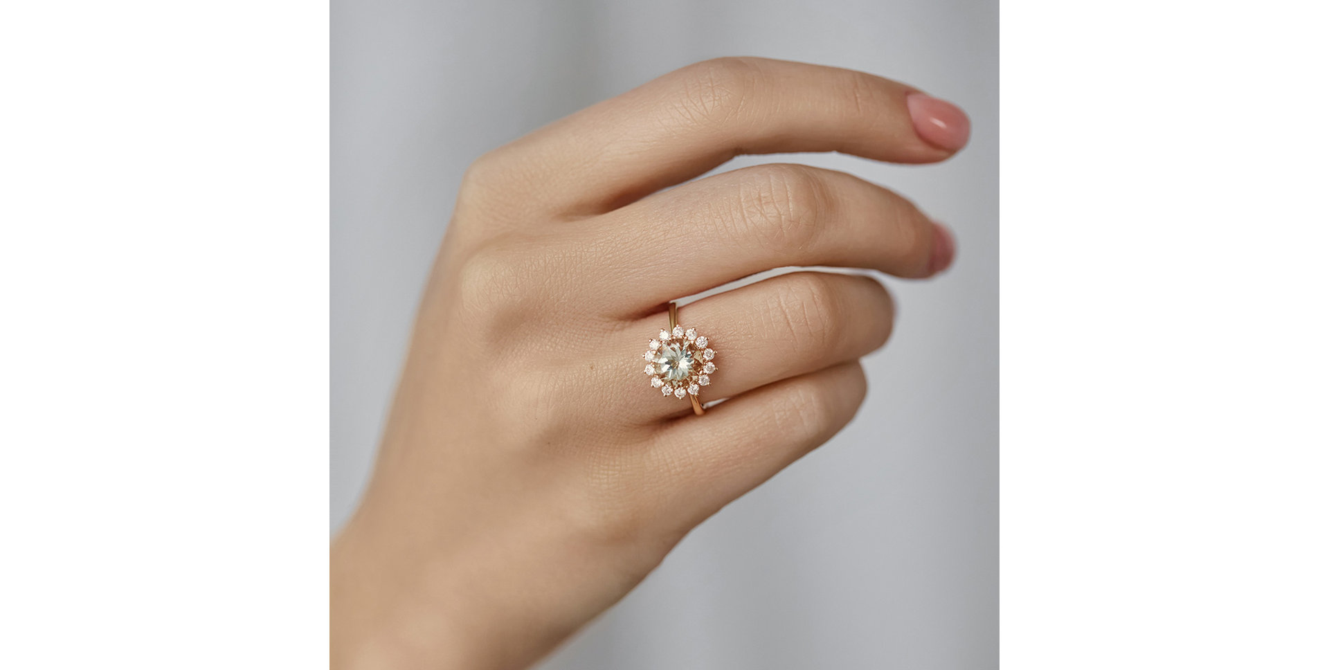 Prsteň s diamantmi a ametystom green Stellar Sun