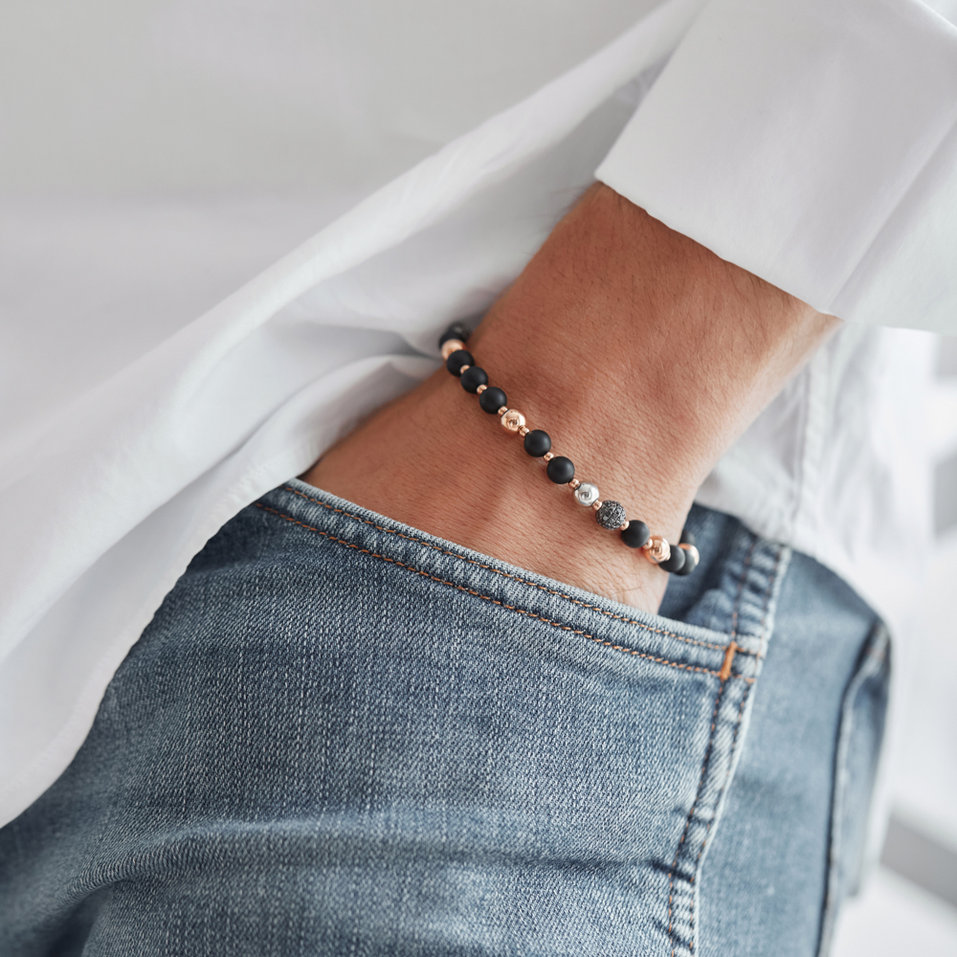 Náramok s achátmi a čiernymi diamantmi Lovely Element