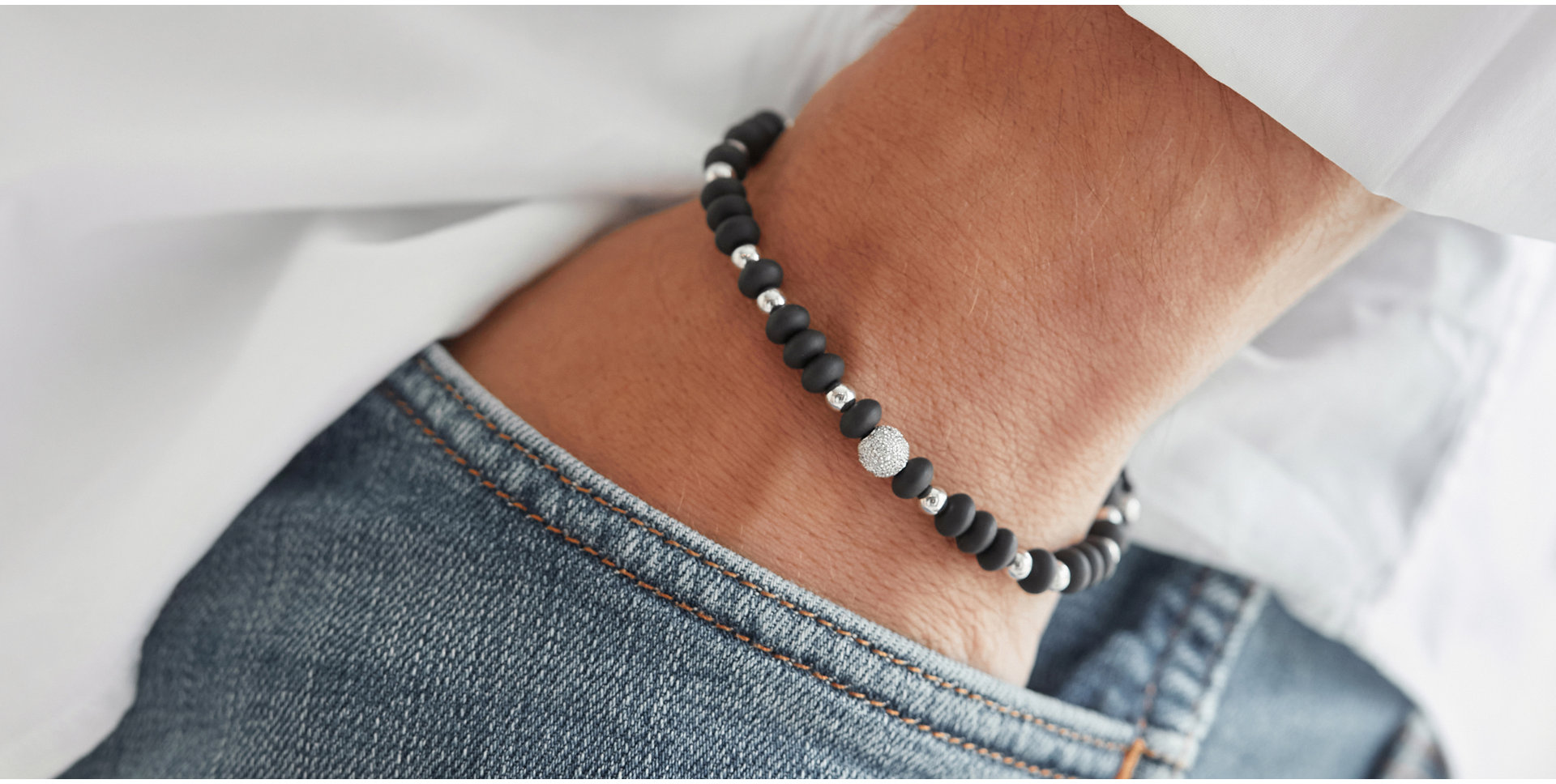 Náramok s diamantmi a onyxmi Mirror Black