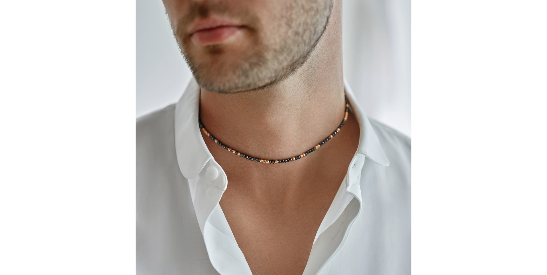 14kt ružové zlato s čiernymi diamantmi Night Chain