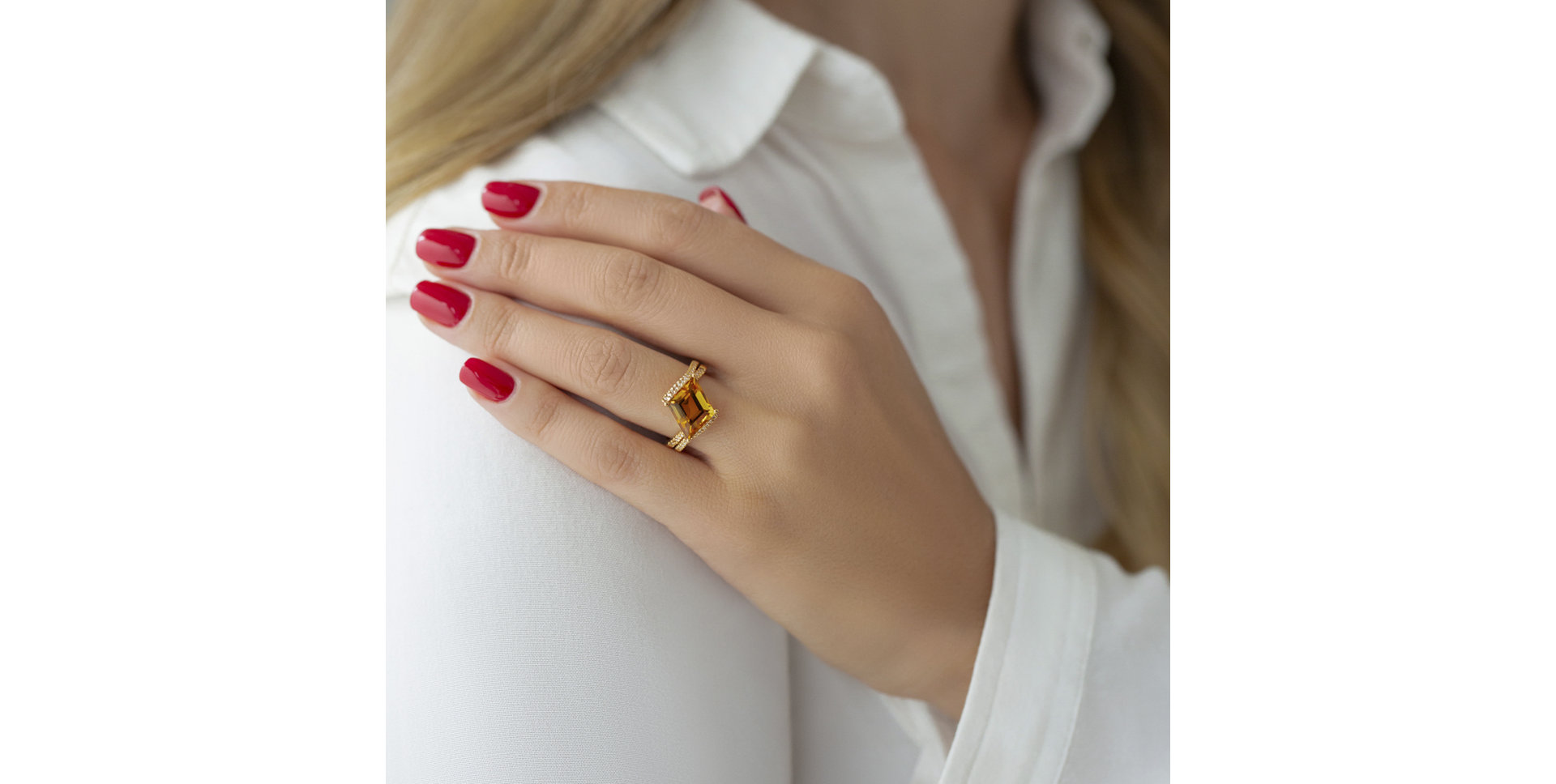 Prsteň s citrínom a diamantmi Elvena