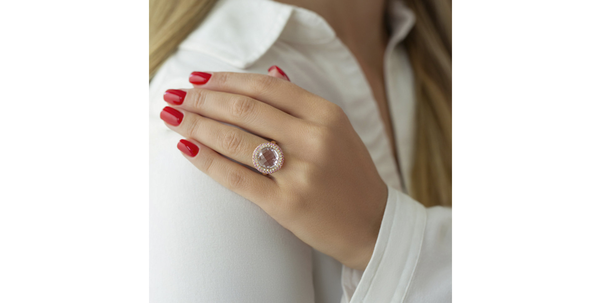 Prsteň s ametystom, diamantmi a zafírmi Fontanna