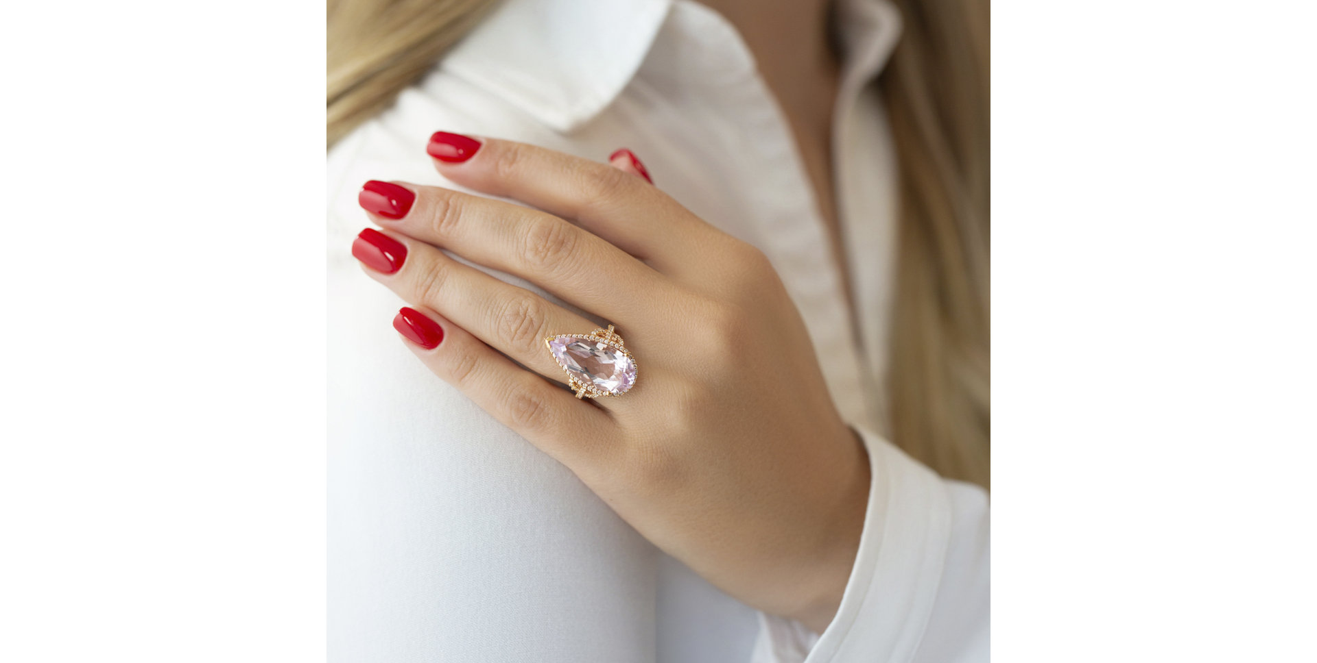 Prsteň s ametystom a diamantmi Mandeep