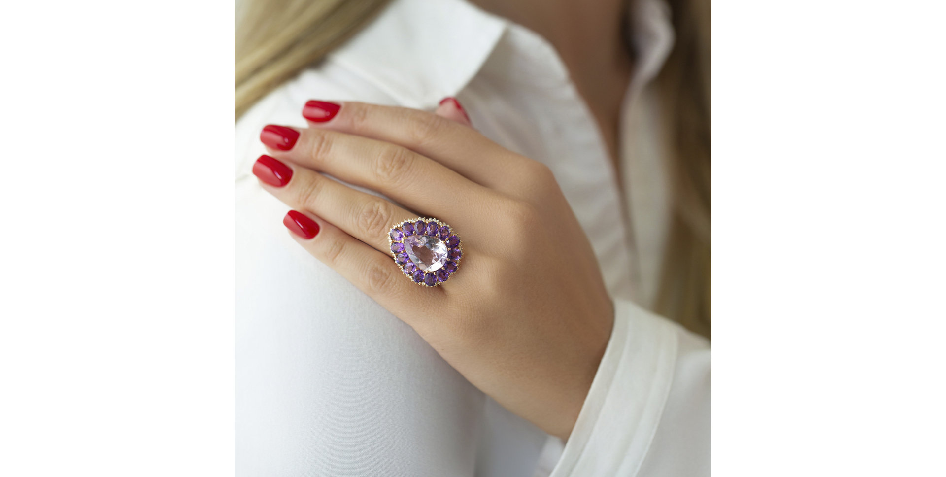 Prsteň s ametystom a diamantmi Ella-Rose