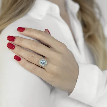 Prsteň s akvamarínom a diamantmi Sky Goddess