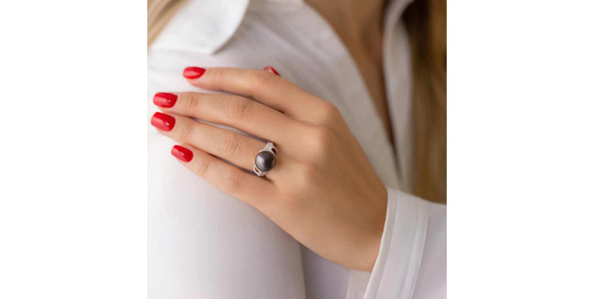 Prsteň s perlou a diamantmi Maia