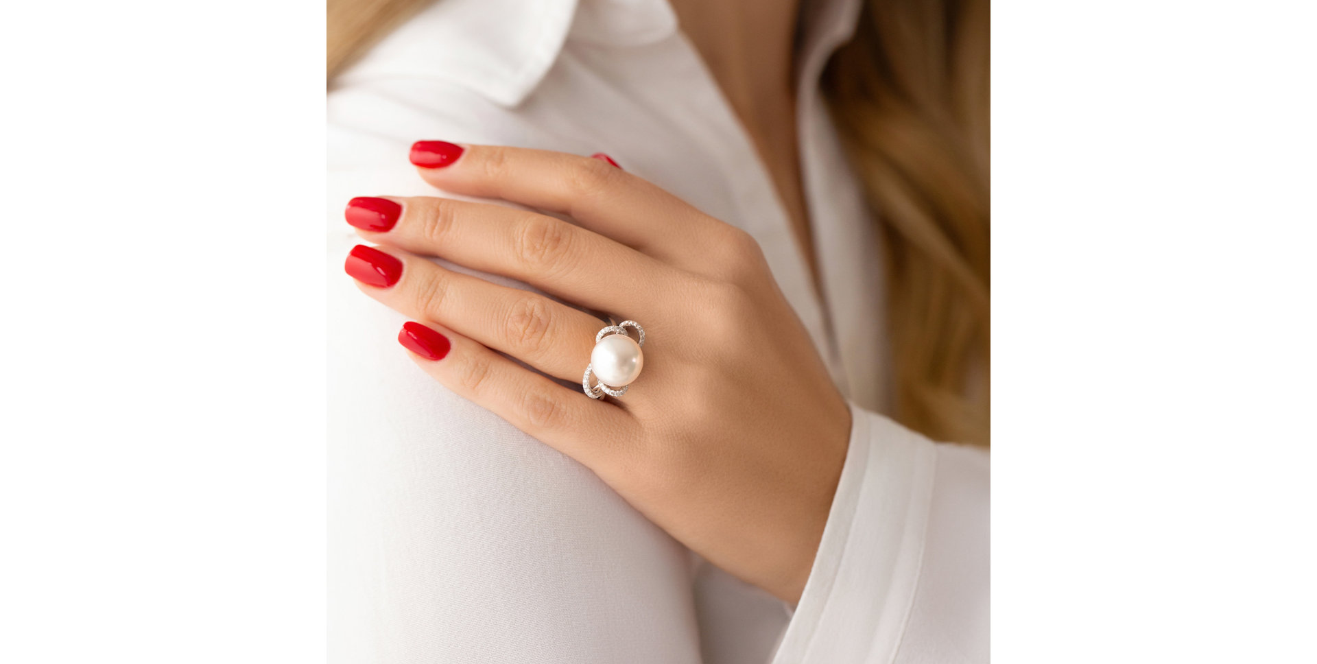 Prsteň s perlou a diamantmi Passepied