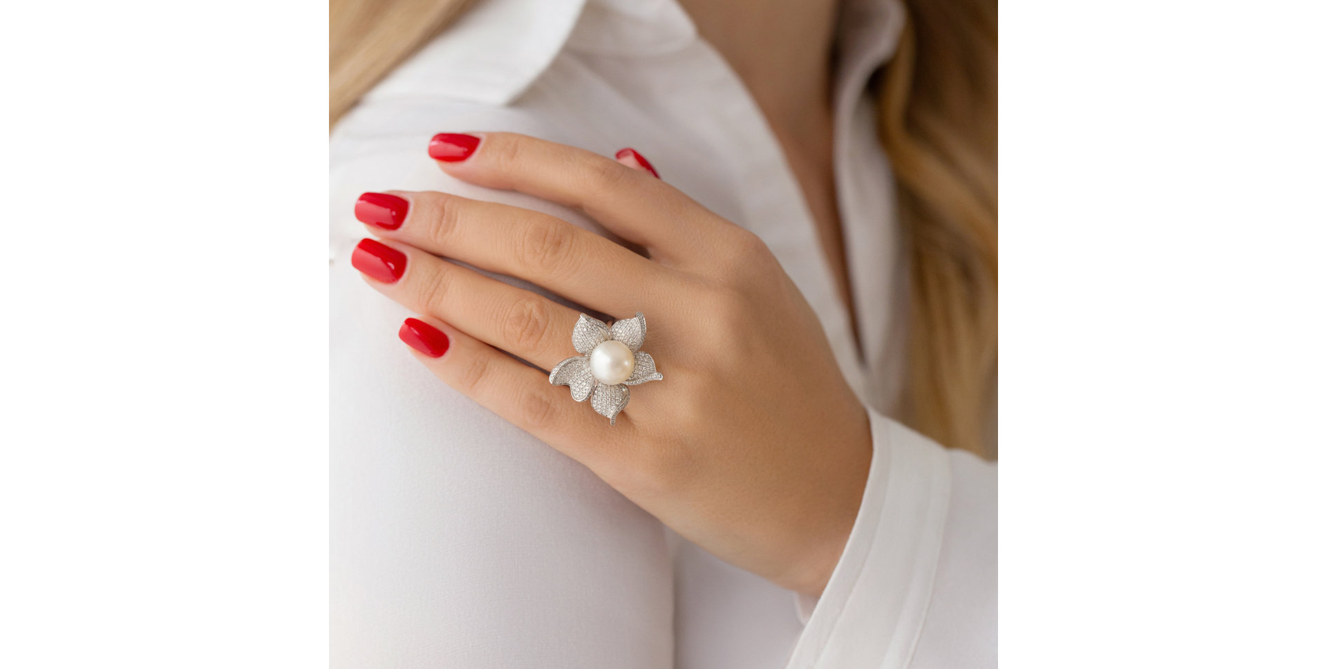 Prsteň s perlou a diamantmi Adelaide