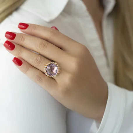 Prsteň s ametystom a diamantmi Mina