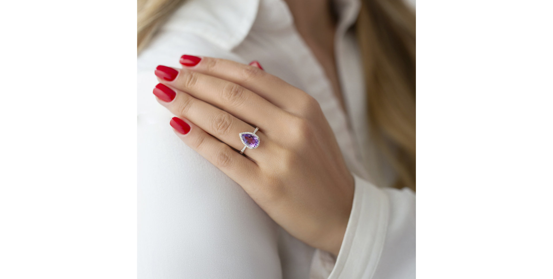 Prsteň s ametystom a diamantmi Emily