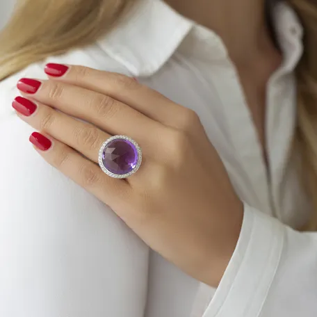 Prsteň s ametystom a diamantmi Freccia