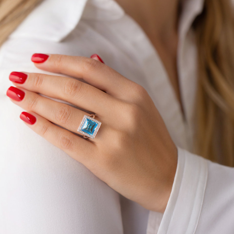 Prsteň s topásom a diamantmi Loria